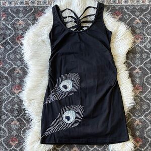 Synergy Organic Cotton Summer Dress with Embroidered Peacock Feather